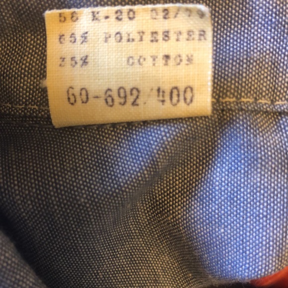 1970’s VTG Blue Chambray Western Button Down Shirt Rainbow Embroidered Appliqué - Picture 6 of 6